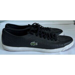 LACOSTE Riberac Leather Trainers Mens 12 Black Sneakers Lace Up